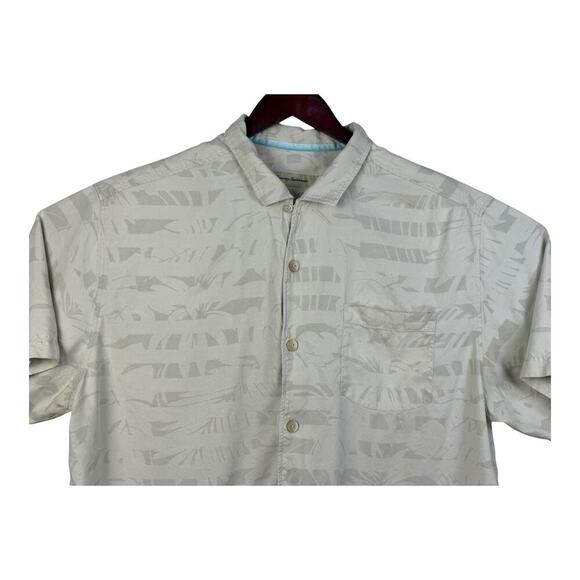 Tommy Bahama Mens XL 100% Silk white Palm Tree Tropical SS Button Down - Picture 2 of 13